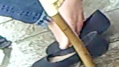 great foot n shoeplay at a cafe, geile MollyFuesschen - free porn video