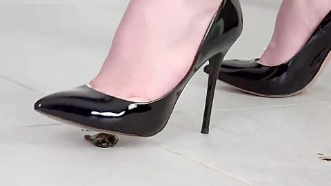 Linda zerquetscht Kakerlaken unter scharfen schwarzen Leder-High-Heels. - free porn video
