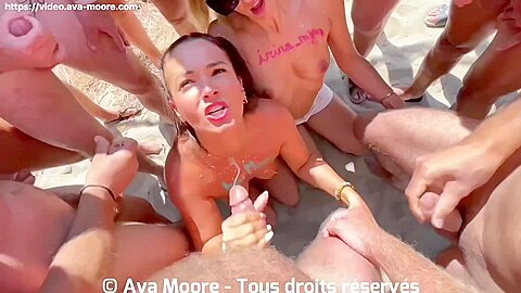 Beach Gangbang With Two Hot Chicks - free porn video